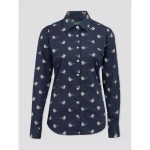 Women Alan Paine Ltd Shirts*Alan Paine Lawen Pheasant Print Shirt Navy