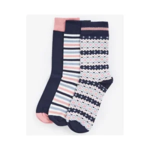 Women J Barbour + Son Ltd Socks | Socks*Barbour Claudia Fair Isle Sock Gift Set - Pink/Navy