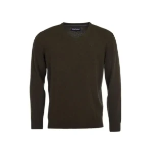 J Barbour + Son Ltd Jumpers & Cardigans*Barbour Essential Lambswool V Neck Sweater Seaweed