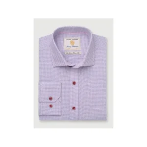 Brook Taverner Shirts*Long Sleeve Classic Fit Shire - Pink Dobby