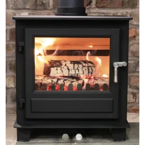 Clock Woodburner And Multifuel Stoves*Blithfield 8 Multi Fuel Stove 8kW - Black with Stainless Steel Fittings