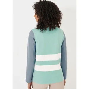 Women Crew Clothing Company T-Shirts*Crew Long Sleeve Pannel Ruby Shirt - Blue/White