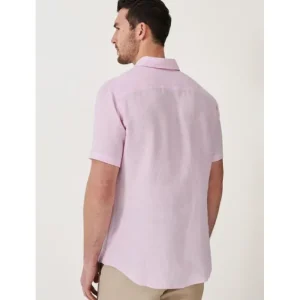 Crew Clothing Company Shirts*Crew short Sleeve Linen Shirt - Heritage Pink White