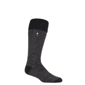 Heat Holder Socks & Underwear*s Mens Stripe Boot Sock Black