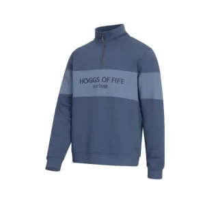 Hoggs Of Fife Ltd Jumpers & Cardigans*Hoggs Dumfries 1888 Gents 1/4 Zip Jumper - Sea Blue / Vintage Blue
