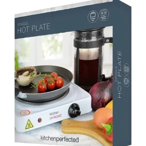Lloytron Food Preparation*KitchenPerfected 1500W Single Hotplate / Cast Iron / Variable Heat Settings / Overheat Protection / Corrosion Resistant / Power Indicator / Non Slip Feet / Easy Clean - White