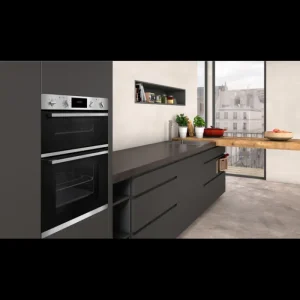 Neff Built In Ovens*U1GCC0AN0B 59.4cm Built In Electric Double Oven - Black & Steel