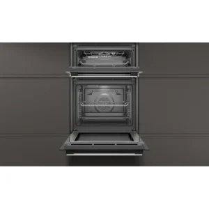 Neff Built In Ovens*U1GCC0AN0B 59.4cm Built In Electric Double Oven - Black & Steel