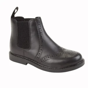 Roamers Boots*Black Leather Brogue Childrens Boot