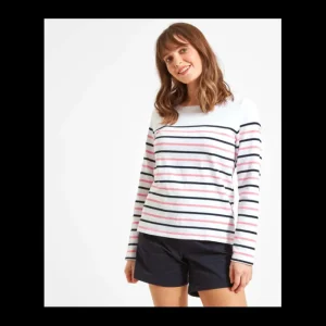 Women Schoffel T-Shirts*Beauport Top - White/ Navy/ Flamingo Stripe