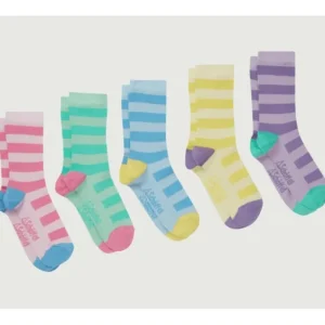 Women Schoffel Socks | Socks*Ladies Bamboo Socks - Lemon Wide Stripe