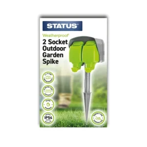 Status Outdoor*2 Way 15 Metre 13 Amp IP54 Outdoor Weatherproof Garden Spike Socket