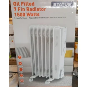 Status Heating*Oil Filled 7 Fin Radiator 1500 Watts - White