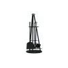 The Brass World Companion Sets*D-063 4 Piece Cone Stand - Barrell Handle - 31.5" Black + Brush Steel