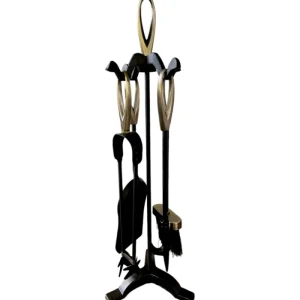 The Brass World Companion Sets*D-037 Fire Companion Set (5 Piece) " Loop Tops" - Black + Antique