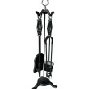 The Brass World Companion Sets*D-031 Fire Set (5 Piece) Black + Brush Steel Cage Tops 26"
