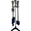 The Brass World Companion Sets*D-059 Fire Set Large "Twirl Tops" 26" Black + Antique