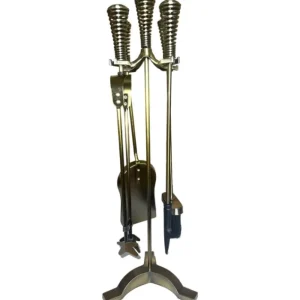 The Brass World Companion Sets*D-056 Fire Set Lge "Twirl Tops" 26" All Antique