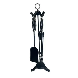 The Brass World Companion Sets*D-027 Fire Set (5 piece) Cage Top 26" - Black / Black Nickle