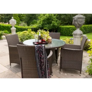 Royalcraft Garden Furniture*The Ryedale 4 Seater Round Dining Set Brown