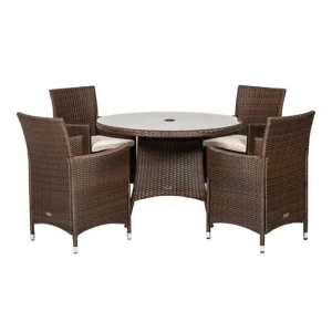Royalcraft Garden Furniture*The Ryedale 4 Seater Round Dining Set Brown