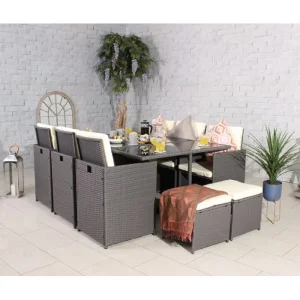 Royalcraft Garden Furniture*The Thornton 10 Seater KD Cube Set – Grey