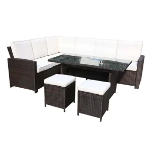 Royalcraft Garden Furniture*The Welburn 8 seater Corner Dining Set Brown