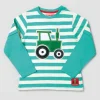 Tractor Ted Clothing & Footwear*Striped Applique T Shirt Teal